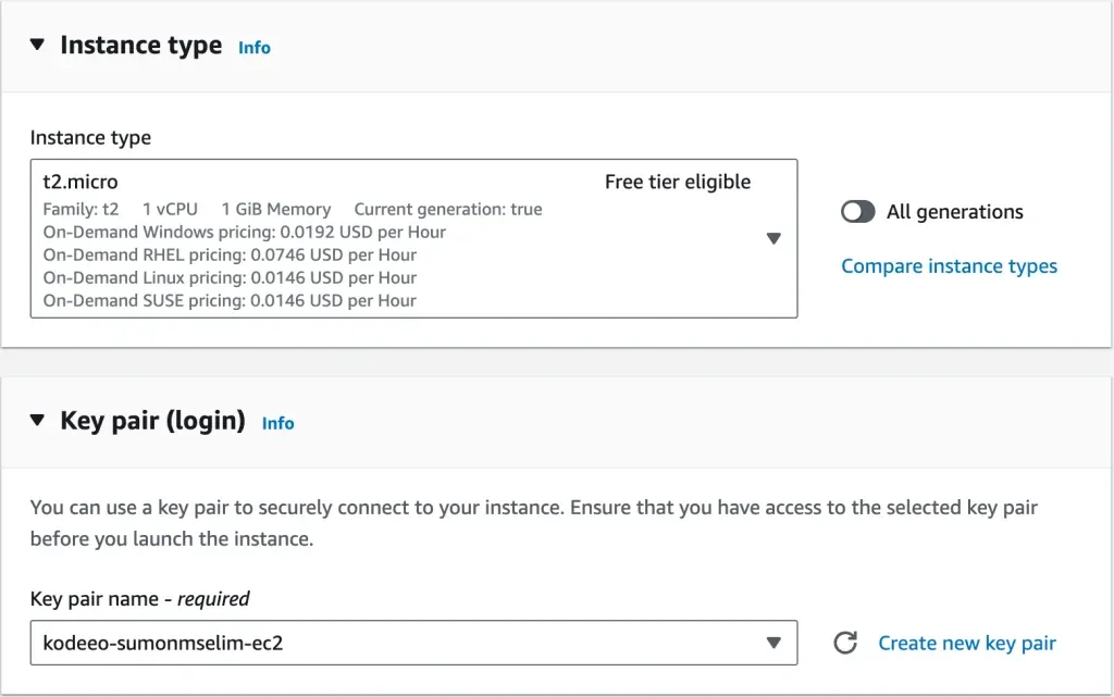 AWS EC2 Instance - Select Instance Type