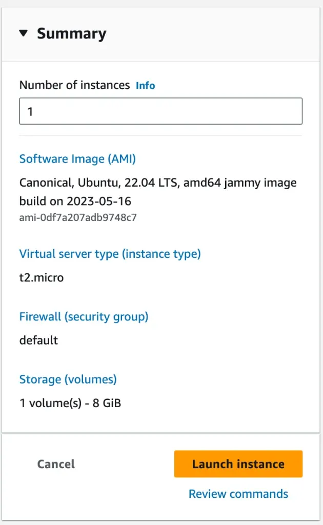 AWS EC2 Instance - Launch instance