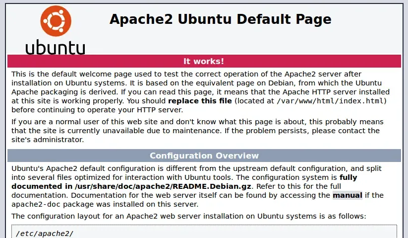 Apache2 Ubuntu default page