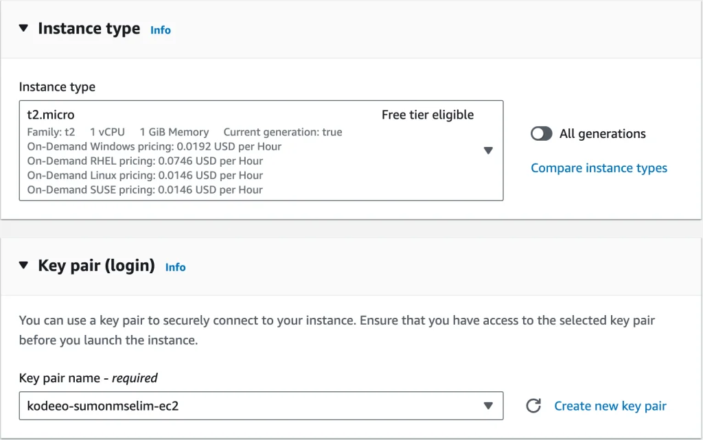 AWS EC2 Instance - Select Instance Type